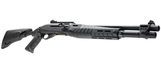 Pumpflinte/Halbautomat, Benelli, M2-G1, Kal. 12/76, Schwarz, 47cm Lauf, Ghost-Ring, Auszieh-Schaft, 7 Schuss
