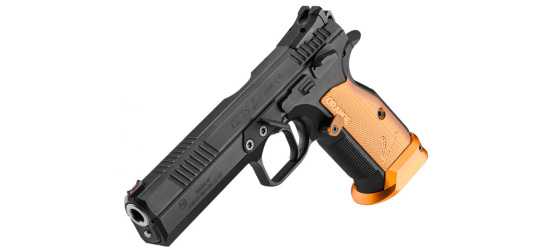 Pistole, CZ, Tactical Sport 2 Orange, Kal. 9mm Para/Luger/9x19, manuelle Sicherung, orange Alu-Griffschalen, Mikrovisierung mit Hi-Viz Korn, 20 Schuss Magazin