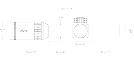 Zielfernrohr, Hawke, Frontier, 1-8x24, 30mm, L4A Fibre Dot