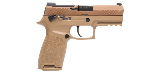 Pistole, Sig Sauer, P320-M18 (Compact), Kal. 9mm Para, Coyote, <b>DE-Version mit Kontrastvisierung</b>, 17 Schuss Magazin