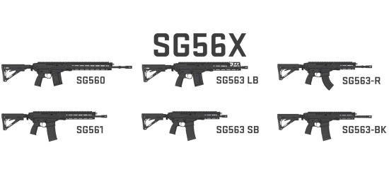 Halbautomat, Sig Sauer AG, SG56x, Kal. 5.56x45, Kal. .300 Blackout und Kal. 7.62x39mm, verschiedene Ausführungen