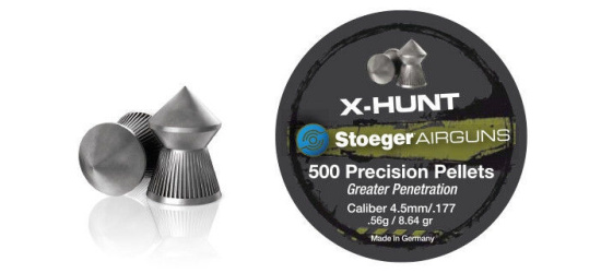 Luftgewehrmunition/Diabolo, Stoeger, X-Sport, Kal. 4.5mm / .177, 0.48g, X-Hunt/Spitzkopf, 500 Stk.