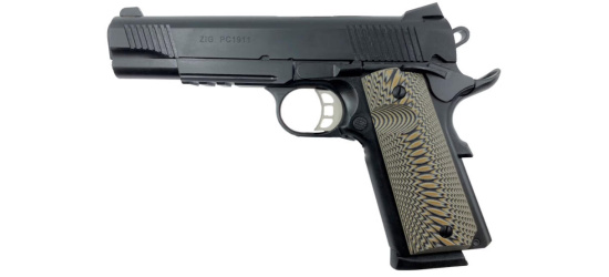 Pistole, Tisas, ZIG PC 1911, Kal. .45 ACP, fixe Kontrastvisierung, 8 Schuss Magazin, schwarz